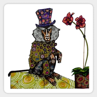 Baboon with Top Hat and Orchid Magnet